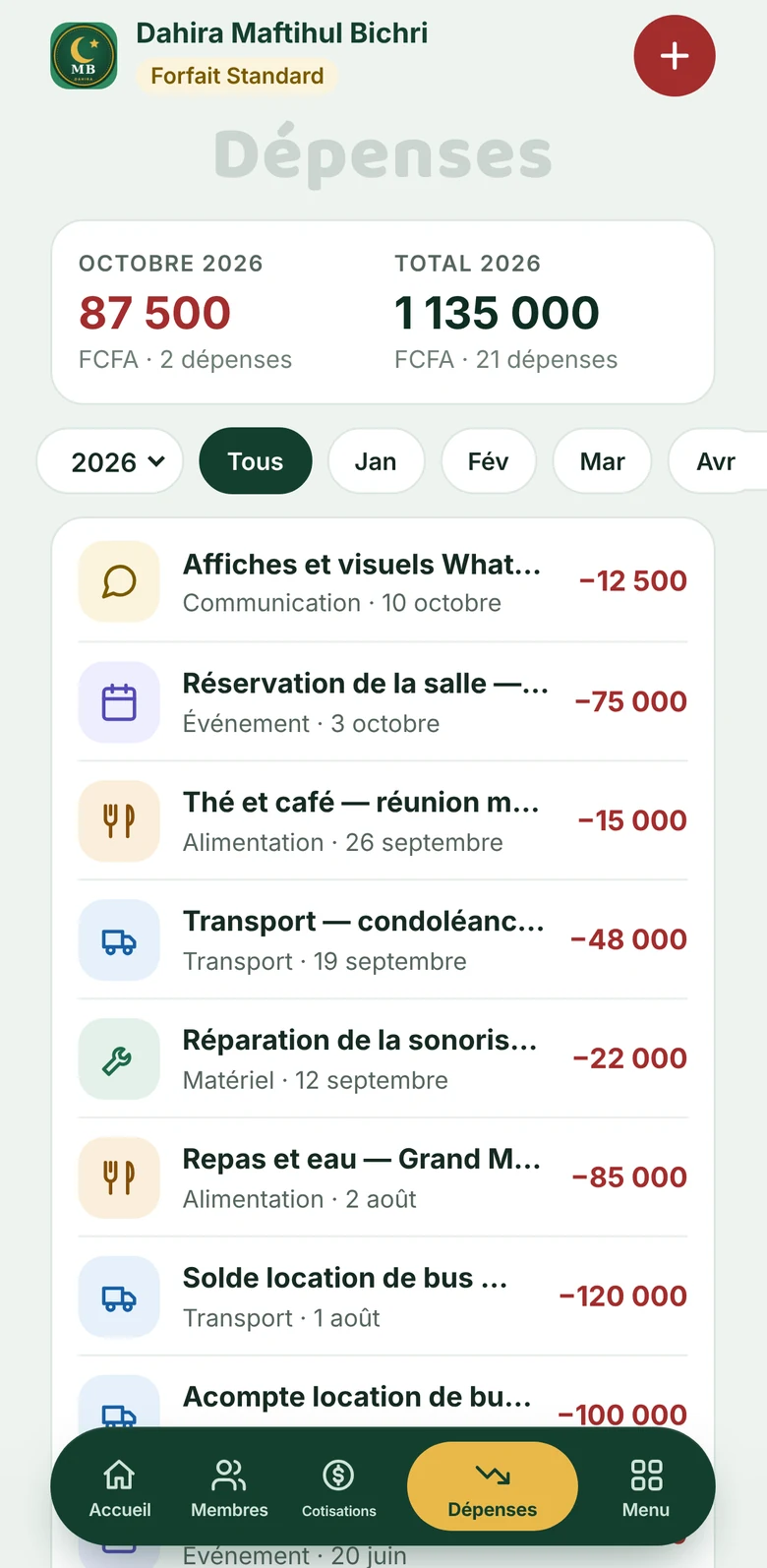 Écran de l’application Kalbaas